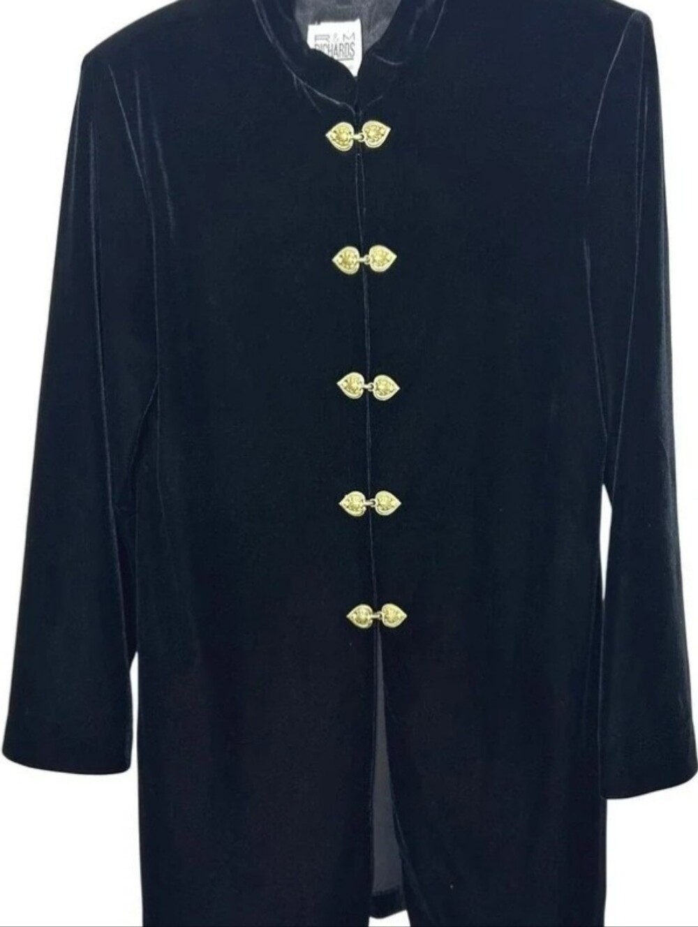 R&M Richards Black Velvet Blazer with Gold Buttons